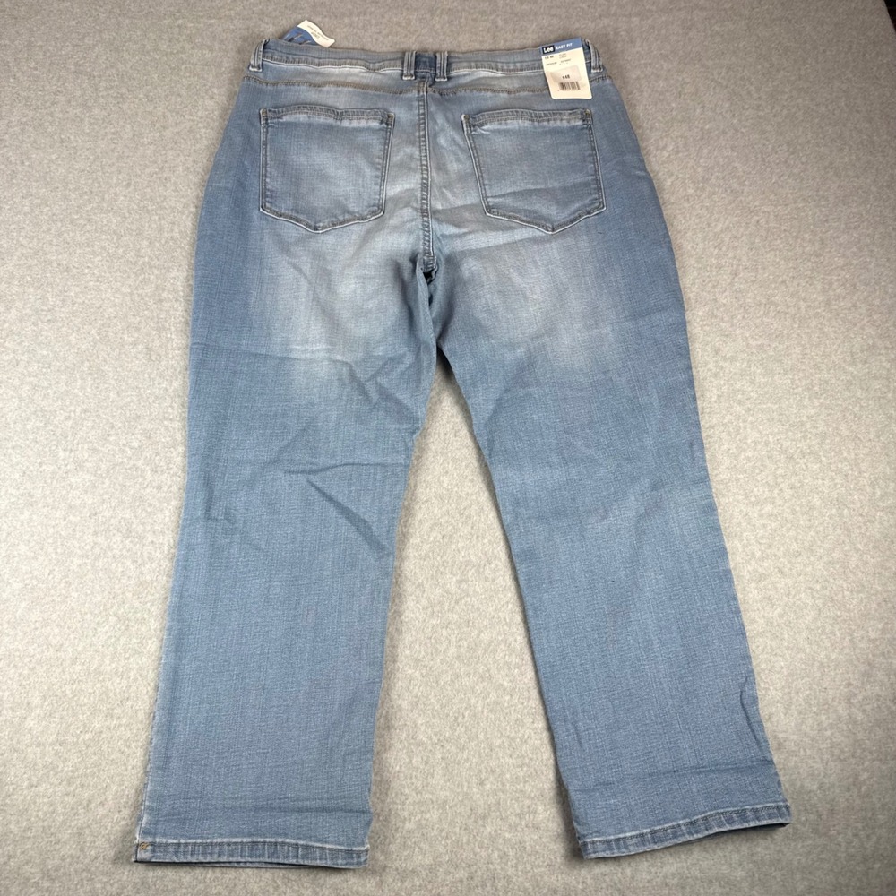 Lee Easy Fit Pure Crop Jeans Women 16 Medium Blue Denim Mid Rise Stretch